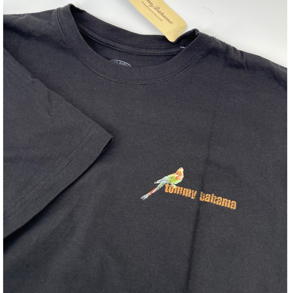 Tommy Bahama T-Shirt Mens M Black Preferred Seating Parrot Graphic Tee RN 70361